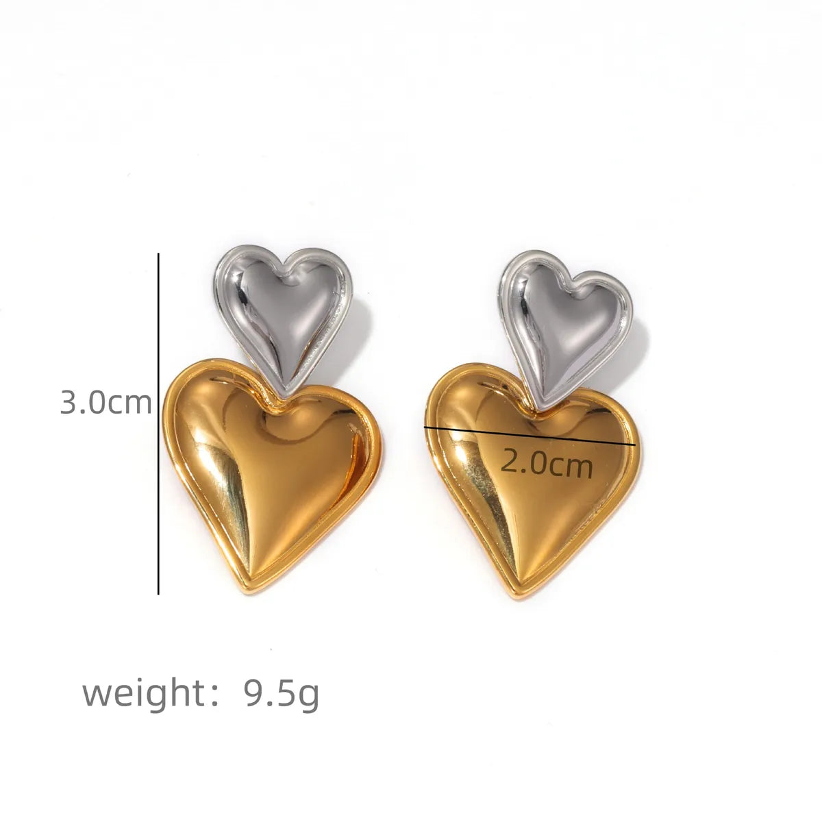 1 Pair Basic Modern Style Classic Style Heart Shape Plating 304 Stainless Steel Drop Earrings