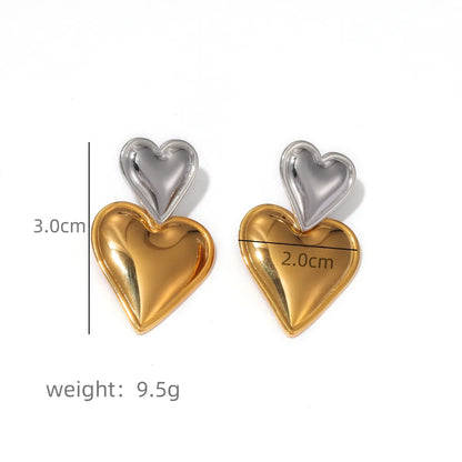 1 Pair Basic Modern Style Classic Style Heart Shape Plating 304 Stainless Steel Drop Earrings