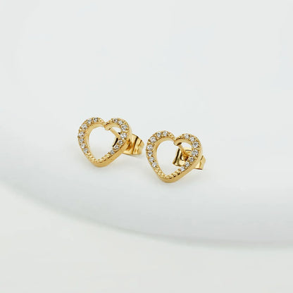 1 Pair Basic Modern Style Classic Style Heart Shape Plating Inlay Titanium Steel Zircon Gold Plated Ear Studs