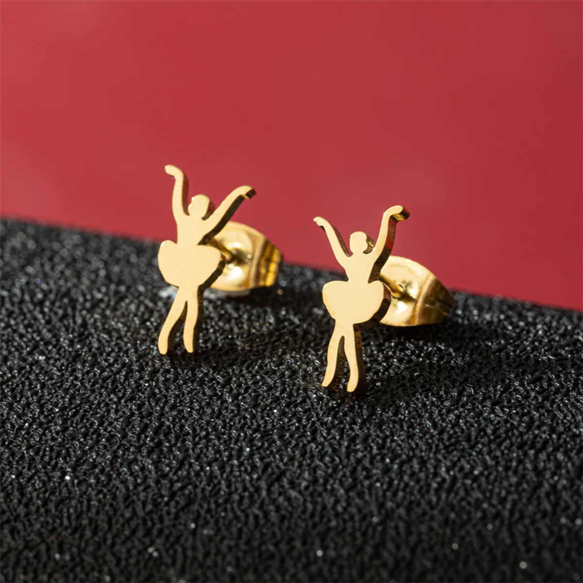 1 Pair Basic Modern Style Classic Style Human Penguin Notes Polishing Plating 304 Stainless Steel 18K Gold Plated Ear Studs