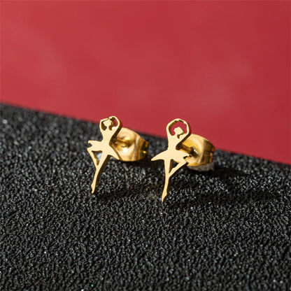 1 Pair Basic Modern Style Classic Style Human Penguin Notes Polishing Plating 304 Stainless Steel 18K Gold Plated Ear Studs