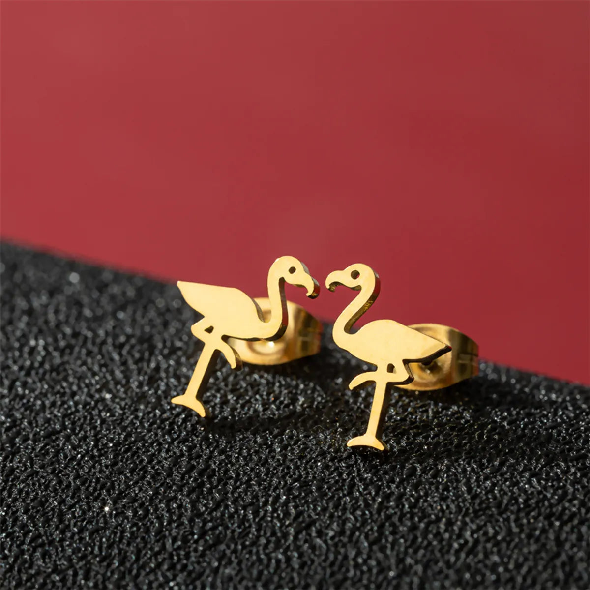 1 Pair Basic Modern Style Classic Style Human Penguin Notes Polishing Plating 304 Stainless Steel 18K Gold Plated Ear Studs