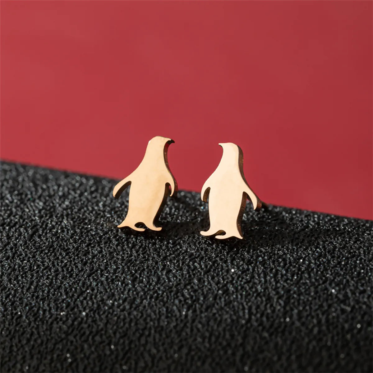 1 Pair Basic Modern Style Classic Style Human Penguin Notes Polishing Plating 304 Stainless Steel 18K Gold Plated Ear Studs