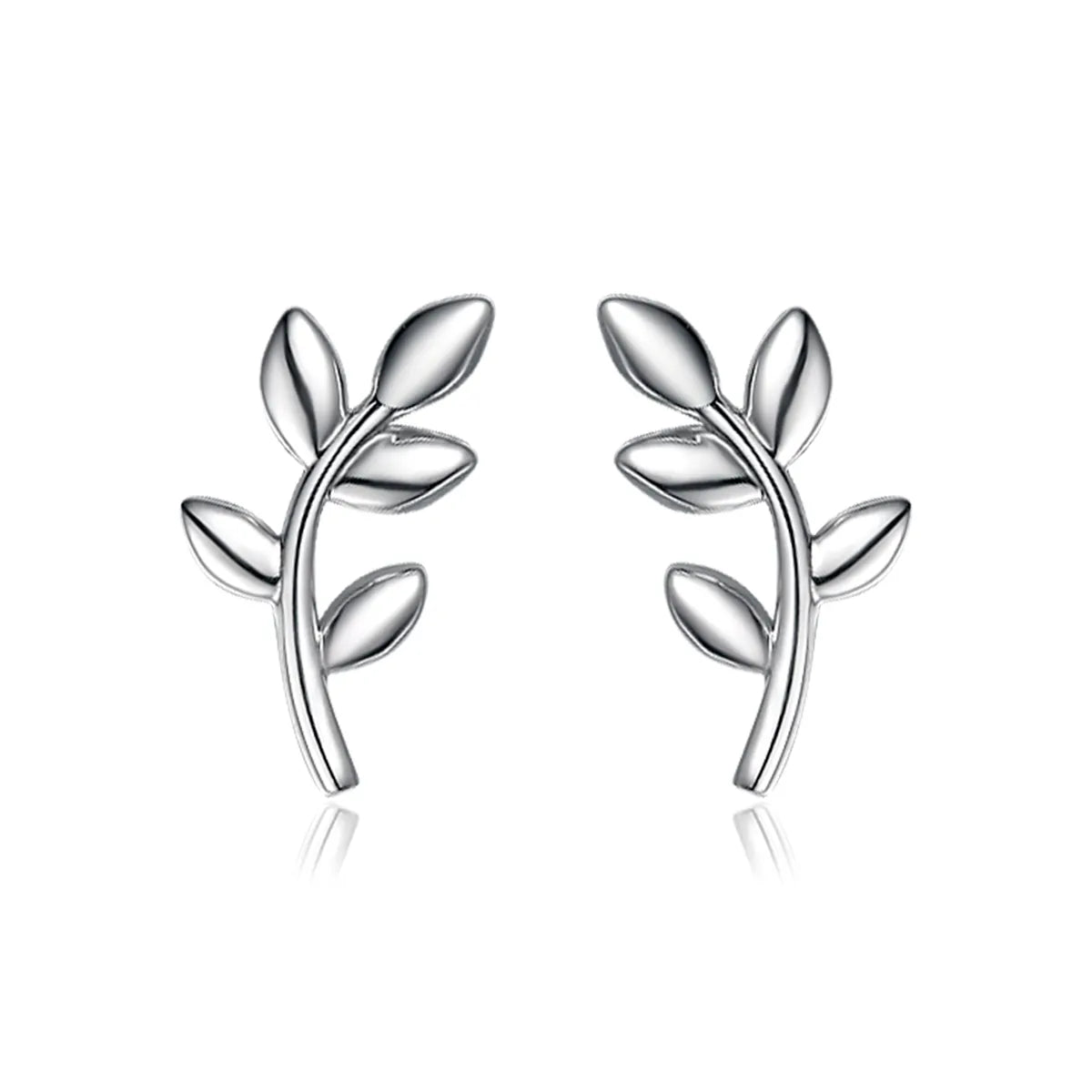 1 Pair Basic Modern Style Classic Style Leaf Inlay Sterling Silver Zircon White Gold Plated Ear Studs