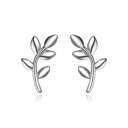 1 Pair Basic Modern Style Classic Style Leaf Inlay Sterling Silver Zircon White Gold Plated Ear Studs