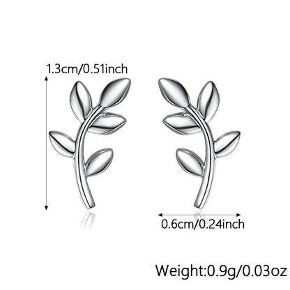 1 Pair Basic Modern Style Classic Style Leaf Inlay Sterling Silver Zircon White Gold Plated Ear Studs