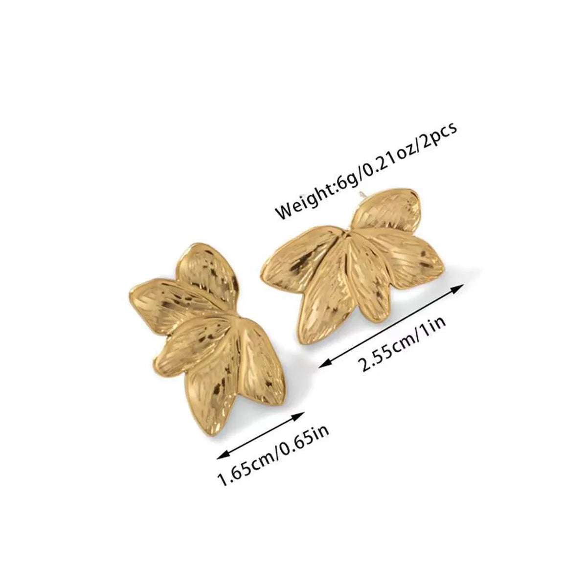 1 Pair Basic Modern Style Classic Style Leaf Plating Titanium Steel Ear Studs