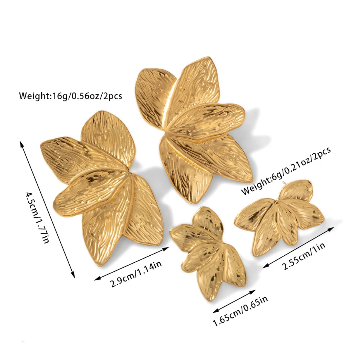 1 Pair Basic Modern Style Classic Style Leaf Plating Titanium Steel Ear Studs