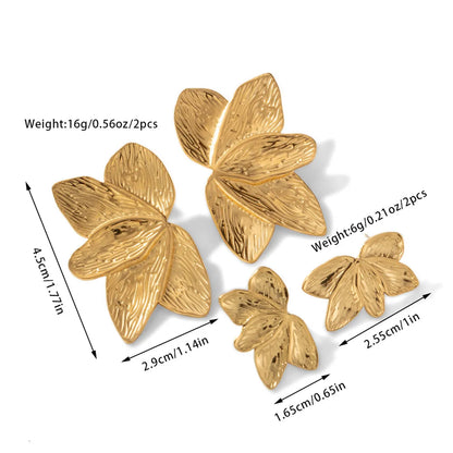 1 Pair Basic Modern Style Classic Style Leaf Plating Titanium Steel Ear Studs