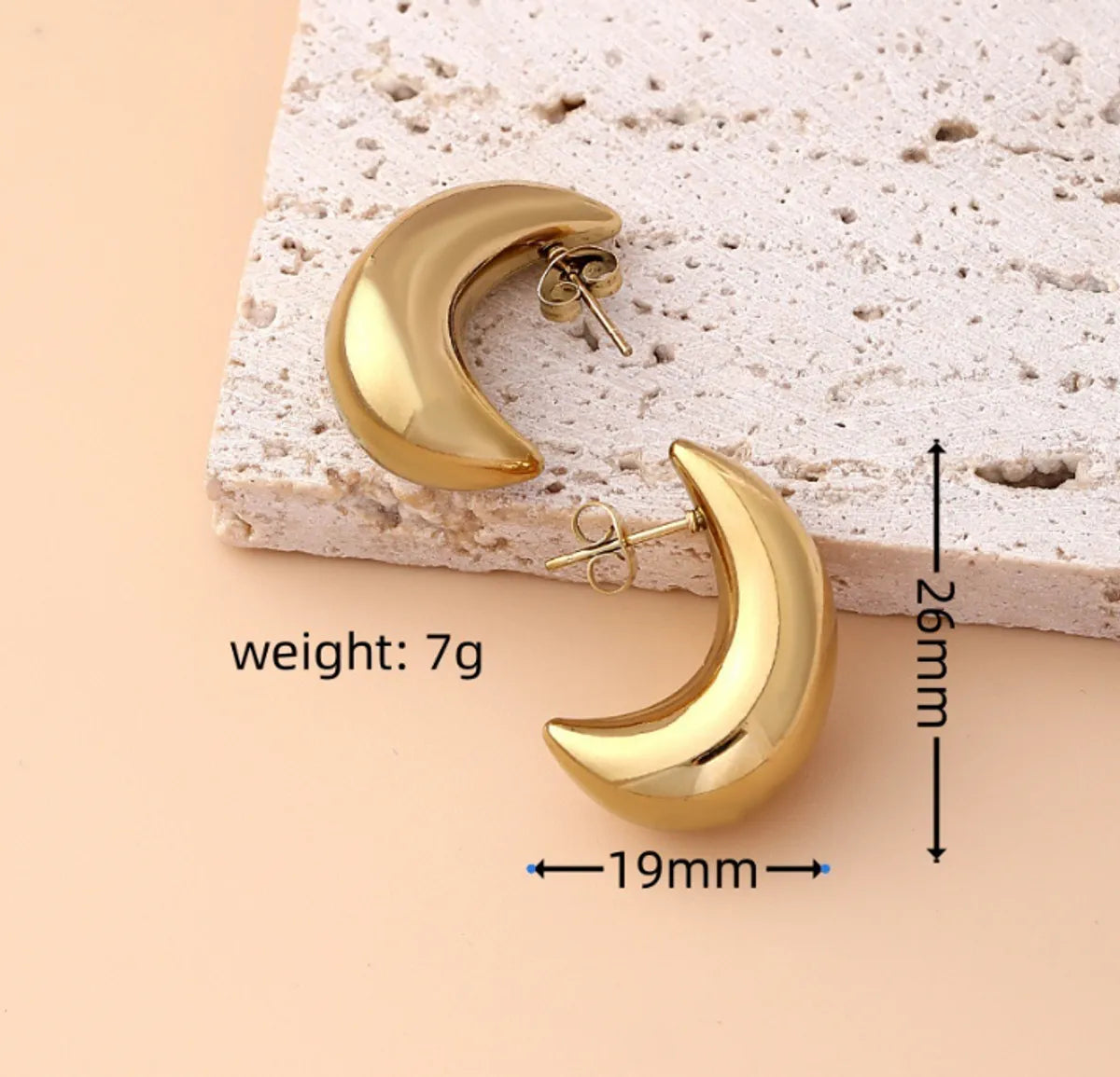 1 Pair Basic Modern Style Classic Style Moon Plating 304 Stainless Steel Drop Earrings