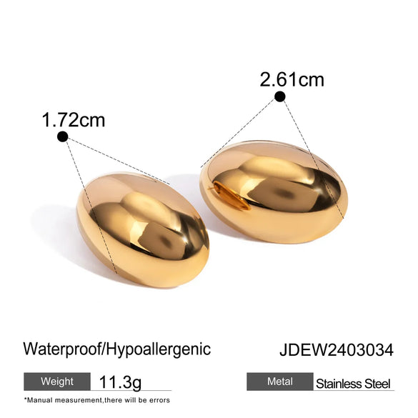 1 Pair Basic Modern Style Classic Style Oval Plating 304 Stainless Steel 18K Gold Plated Ear Studs