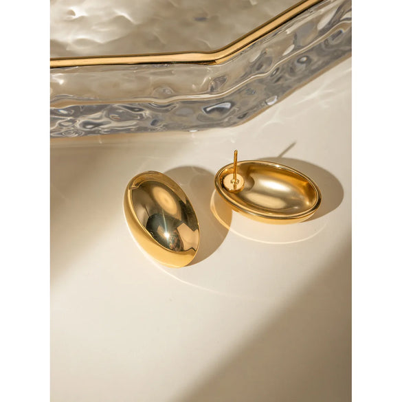 1 Pair Basic Modern Style Classic Style Oval Plating 304 Stainless Steel 18K Gold Plated Ear Studs