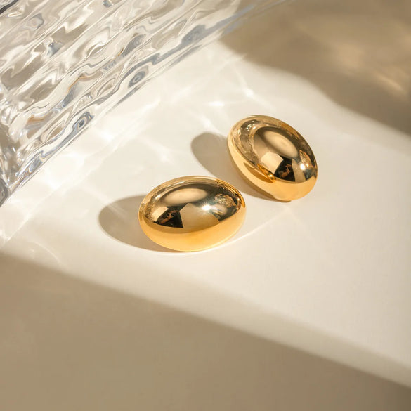 1 Pair Basic Modern Style Classic Style Oval Plating 304 Stainless Steel 18K Gold Plated Ear Studs