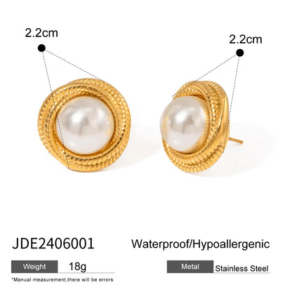 1 Pair Basic Modern Style Classic Style Pearl Plating Inlay 304 Stainless Steel Pearl Ear Studs