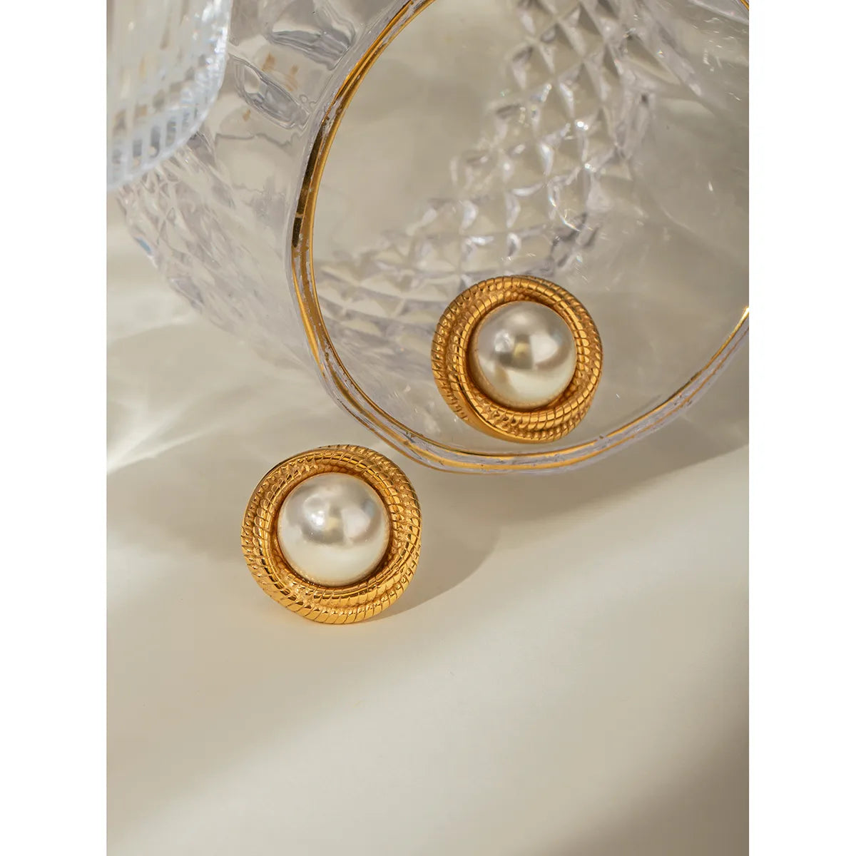 1 Pair Basic Modern Style Classic Style Pearl Plating Inlay 304 Stainless Steel Pearl Ear Studs