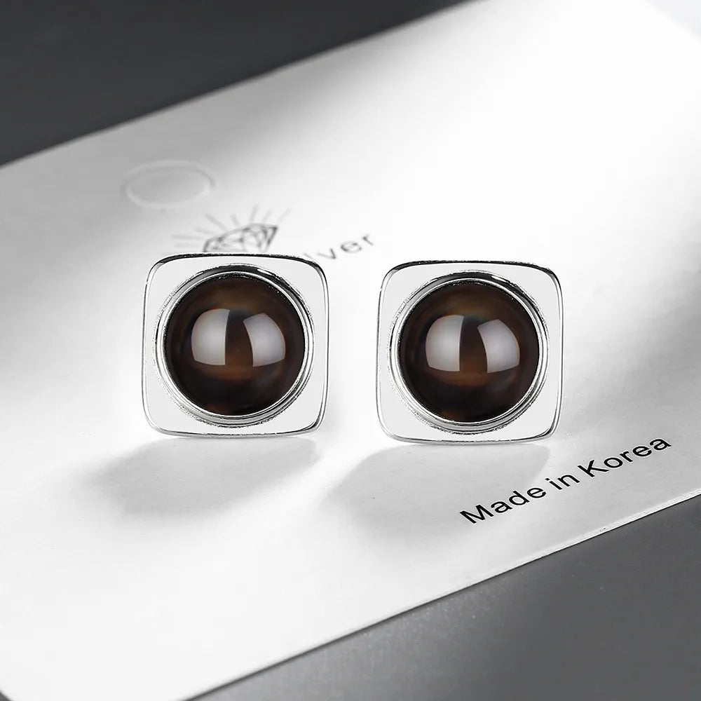 1 Pair Basic Modern Style Classic Style Rhombus Plating Inlay Copper Agate Ear Studs