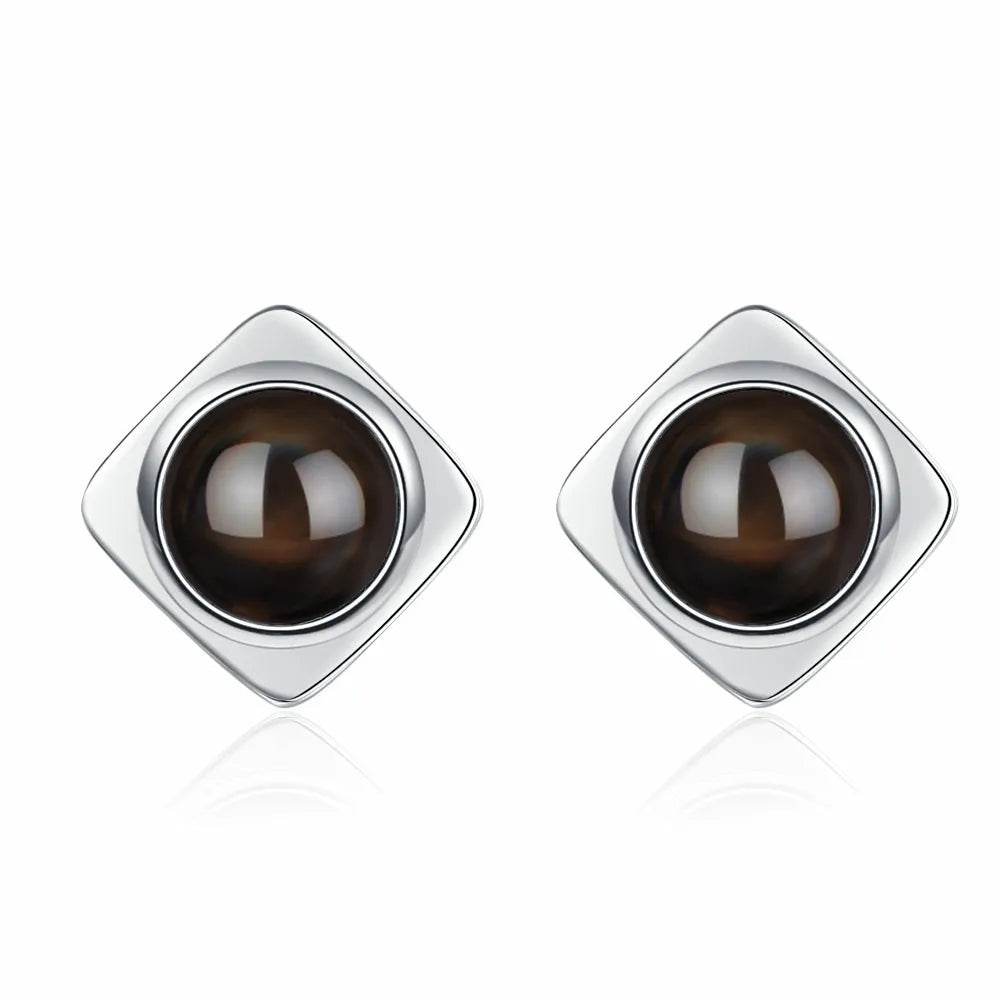 1 Pair Basic Modern Style Classic Style Rhombus Plating Inlay Copper Agate Ear Studs