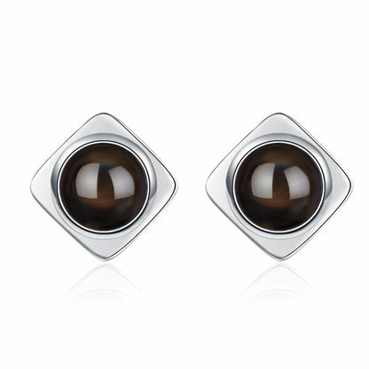 1 Pair Basic Modern Style Classic Style Rhombus Plating Inlay Copper Agate Ear Studs