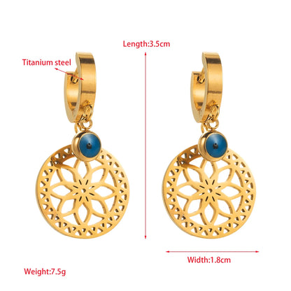 1 Pair Basic Modern Style Classic Style Round Heart Shape Eye Inlay 304 Stainless Steel Rhinestones 18K Gold Plated Drop Earrings