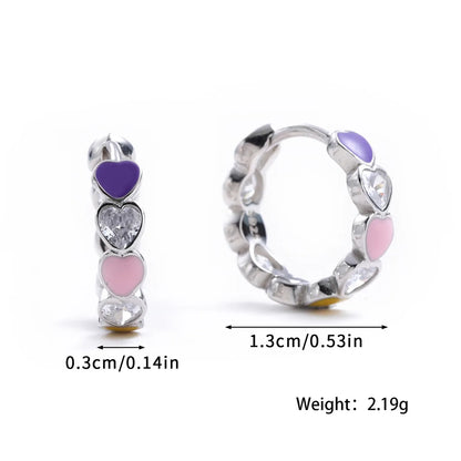 1 Pair Basic Modern Style Classic Style Round Plating Inlay Sterling Silver Zircon White Gold Plated Hoop Earrings