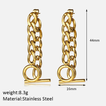 1 Pair Basic Modern Style Classic Style Solid Color Chain Plating 304 Stainless Steel 18K Gold Plated Drop Earrings