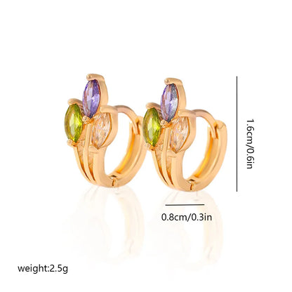 1 Pair Basic Modern Style Classic Style Square Flower Plating Inlay Copper Zircon Earrings