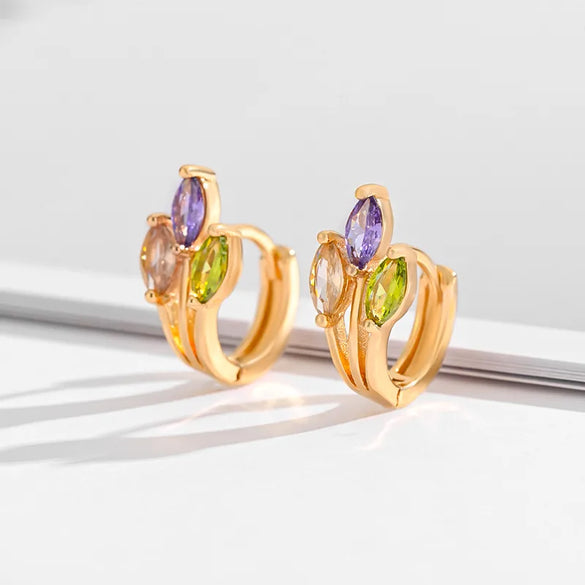 1 Pair Basic Modern Style Classic Style Square Flower Plating Inlay Copper Zircon Earrings