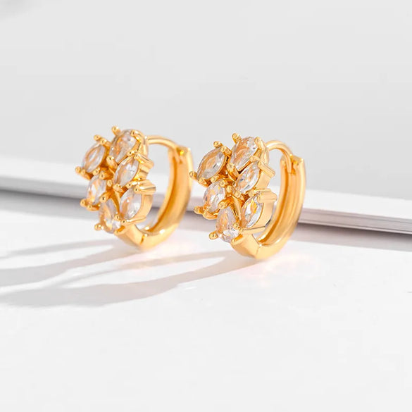 1 Pair Basic Modern Style Classic Style Square Flower Plating Inlay Copper Zircon Earrings