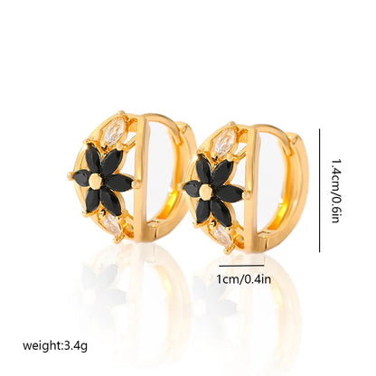 1 Pair Basic Modern Style Classic Style Square Flower Plating Inlay Copper Zircon Earrings