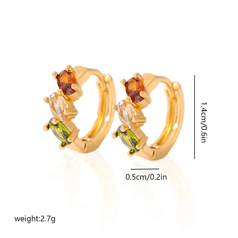 1 Pair Basic Modern Style Classic Style Square Flower Plating Inlay Copper Zircon Earrings