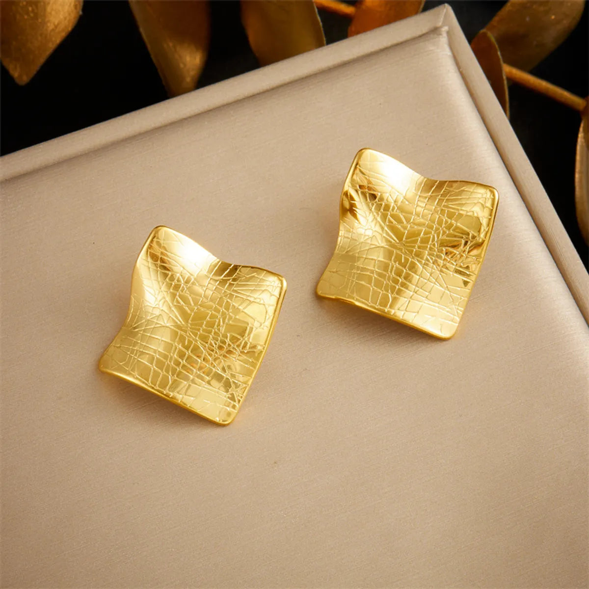 1 Pair Basic Modern Style Classic Style Square Irregular 304 Stainless Steel 18K Gold Plated Ear Studs