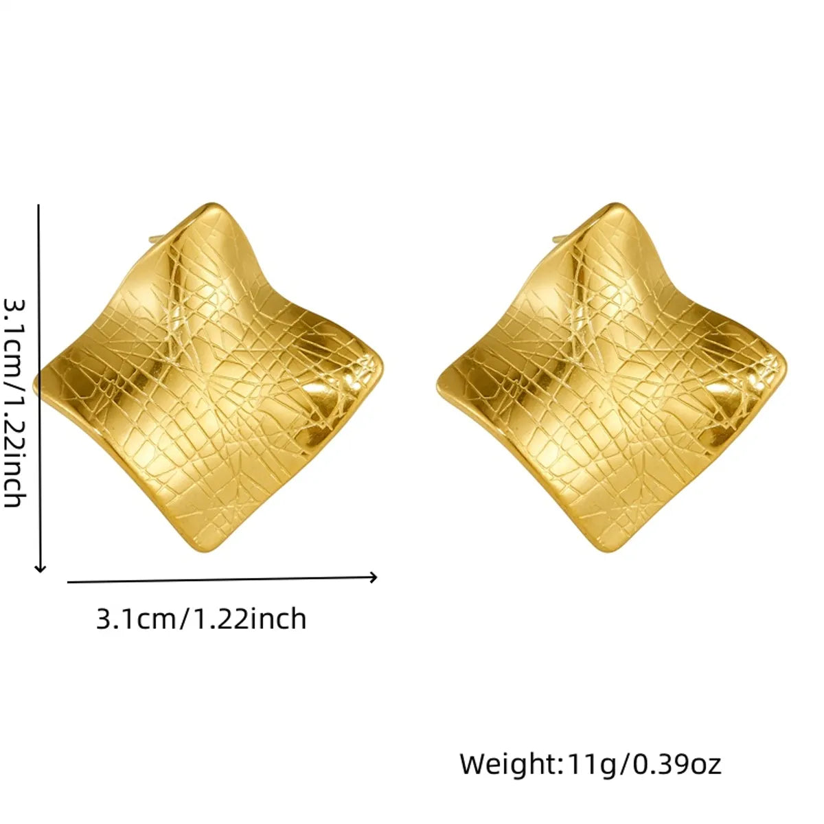 1 Pair Basic Modern Style Classic Style Square Irregular 304 Stainless Steel 18K Gold Plated Ear Studs