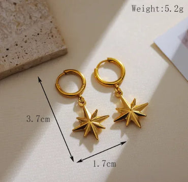 1 Pair Basic Modern Style Classic Style Star 304 Stainless Steel 18K Gold Plated Drop Earrings