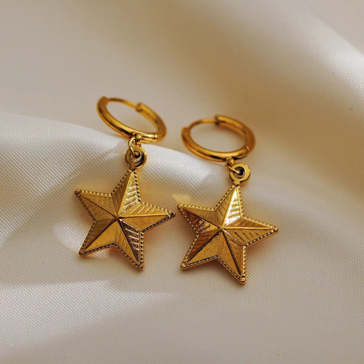 1 Pair Basic Modern Style Classic Style Star 304 Stainless Steel 18K Gold Plated Drop Earrings