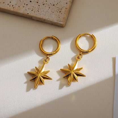 1 Pair Basic Modern Style Classic Style Star 304 Stainless Steel 18K Gold Plated Drop Earrings