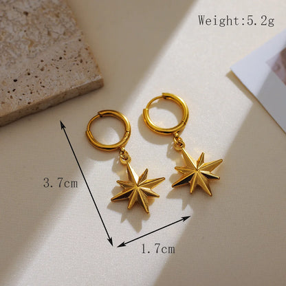 1 Pair Basic Modern Style Classic Style Star 304 Stainless Steel 18K Gold Plated Drop Earrings