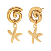 1 Pair Basic Modern Style Classic Style Starfish Flower Bow Knot Plating 304 Stainless Steel 18K Gold Plated Drop Earrings Ear Studs