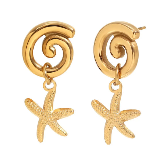 1 Pair Basic Modern Style Classic Style Starfish Flower Bow Knot Plating 304 Stainless Steel 18K Gold Plated Drop Earrings Ear Studs