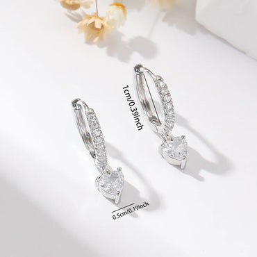 1 Pair Basic Modern Style Classic Style Triangle Heart Shape Solid Color Plating Inlay Copper Zircon Drop Earrings