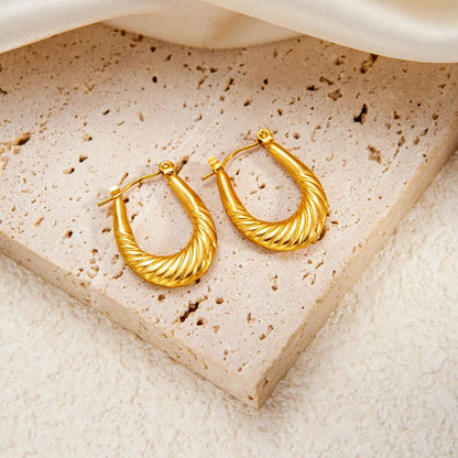 1 Pair Basic Modern Style Classic Style U Shape Geometric Plating Titanium Steel Hoop Earrings