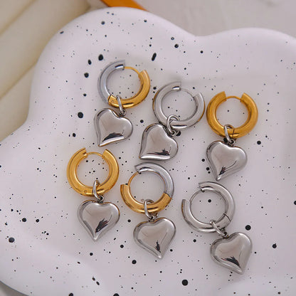 1 Pair Basic Modern Style Classic Style U Shape Heart Shape Plating Titanium Steel Drop Earrings