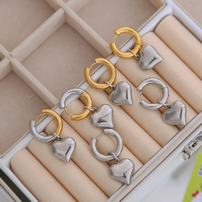 1 Pair Basic Modern Style Classic Style U Shape Heart Shape Plating Titanium Steel Drop Earrings