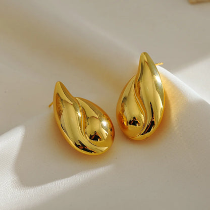 1 Pair Basic Modern Style Classic Style Water Droplets Copper 18K Gold Plated Ear Studs