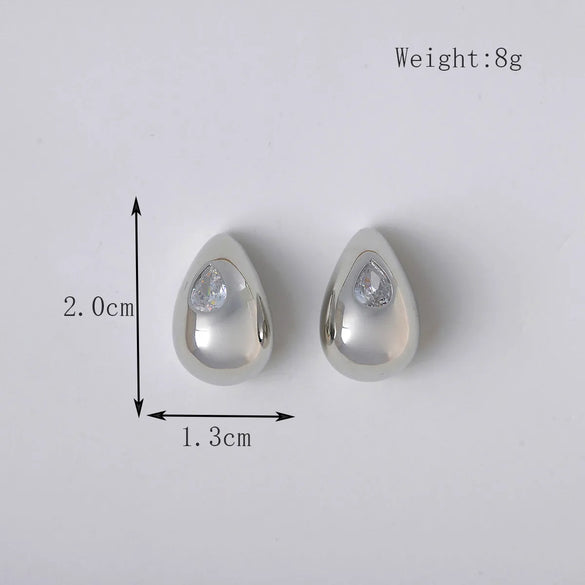 1 Pair Basic Modern Style Classic Style Water Droplets Inlay Copper Zircon 18K Gold Plated Ear Studs