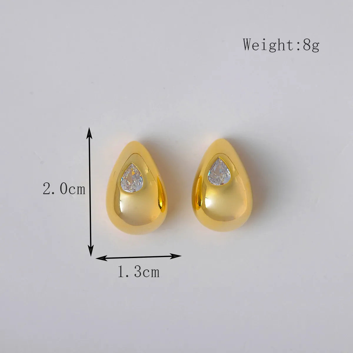 1 Pair Basic Modern Style Classic Style Water Droplets Inlay Copper Zircon 18K Gold Plated Ear Studs