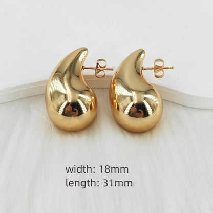 1 Pair Basic Modern Style Classic Style Water Droplets Polishing 304 Stainless Steel Steel 18K Gold Plated 24K Gold Plated Gold Plated Ear Studs