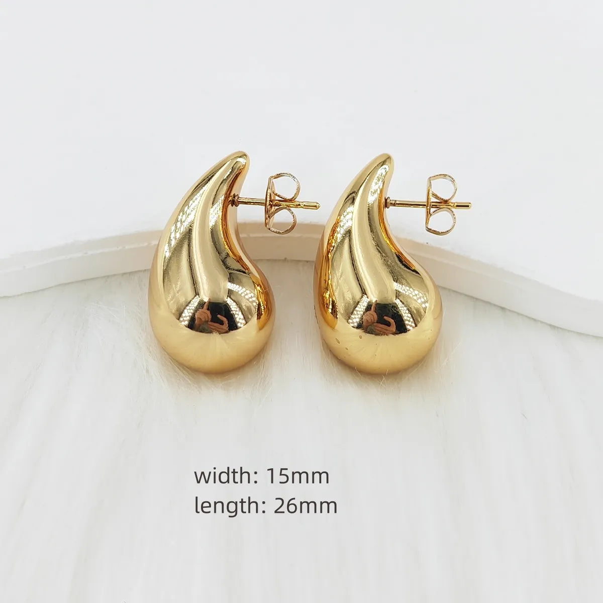 1 Pair Basic Modern Style Classic Style Water Droplets Polishing 304 Stainless Steel Steel 18K Gold Plated 24K Gold Plated Gold Plated Ear Studs