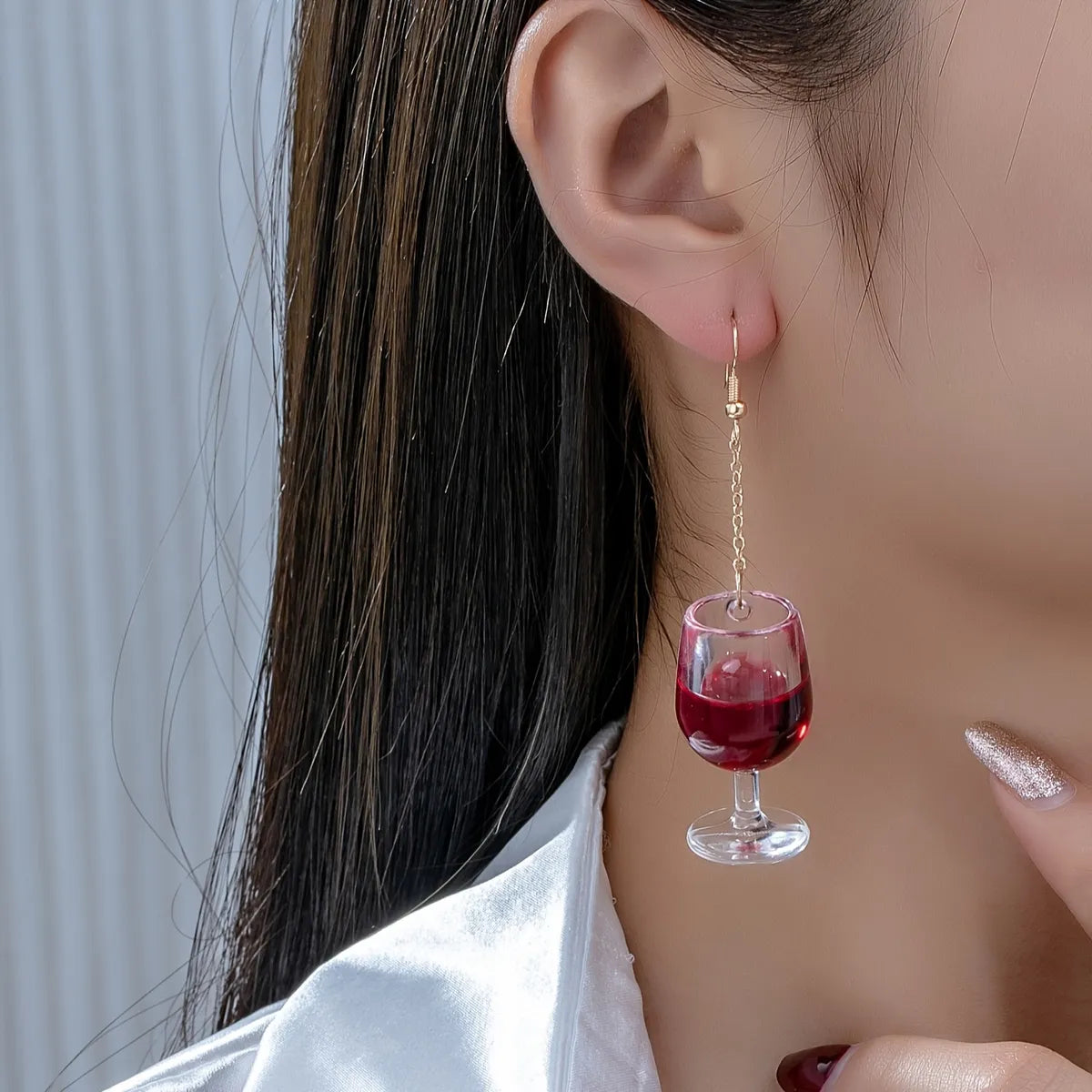 1 Pair Basic Modern Style Classic Style Wine Glass Arylic Alloy Drop Earrings