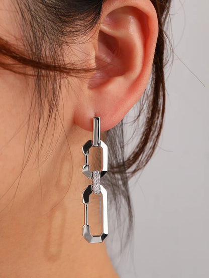 1 Pair Basic Modern Style Geometric Copper White Gold Plated Drop Earrings