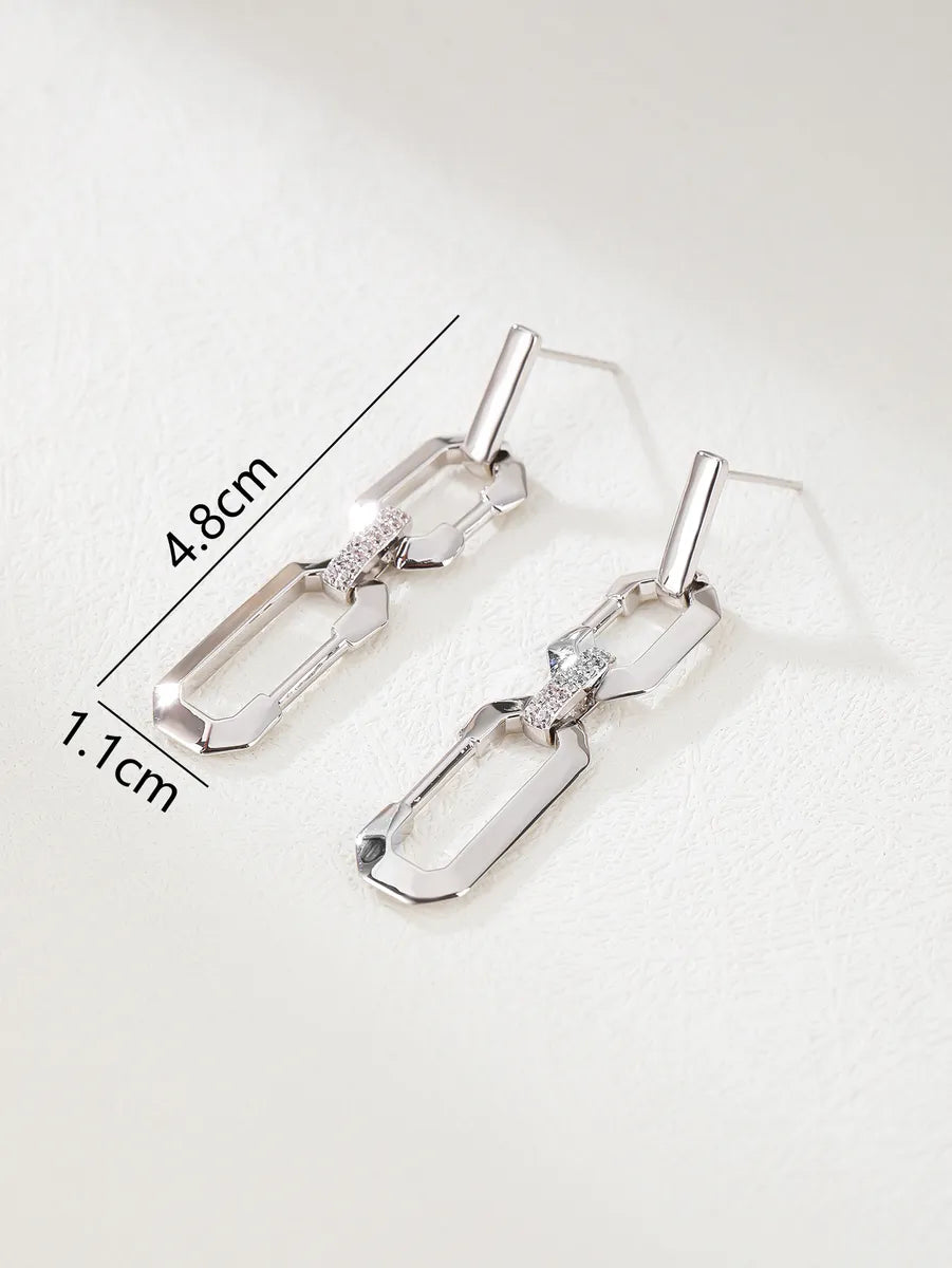 1 Pair Basic Modern Style Geometric Copper White Gold Plated Drop Earrings